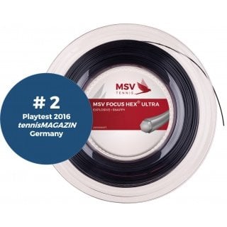 MSV Tennissaite Focus Hex Ultra (Spin+Spannungskonstanz) schwarz 200m Rolle