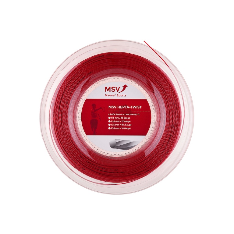 MSV Tennissaite Hepta Twist (Haltbarkeit+Spin) rot 200m Rolle