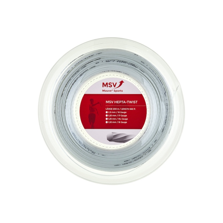 MSV Tennissaite Hepta Twist (Haltbarkeit+Spin) weiss 200m Rolle