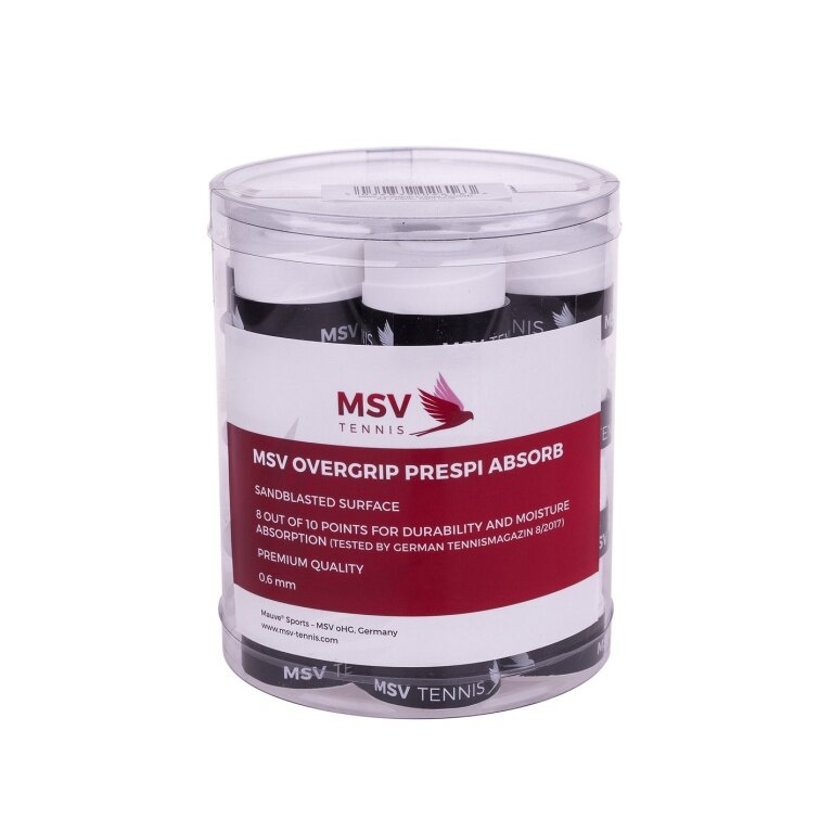 MSV Overgrip Prespi Absorb 0.6mm (Schweissabsorption/Komfort) weiss 24er Box