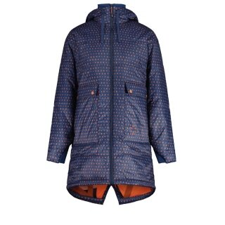 Maloja Wintermantel MarcenaM Urban Puffer Coat (winddicht, Primaloft® Bio Wattierung) dunkelblau/orange Damen