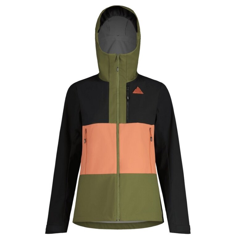 Maloja Softshelljacke OvaroM Alpine - winddicht, wasserabweisend - schwarz/khaki/orange Damen