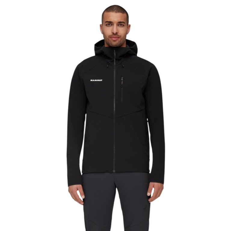 Mammut Softshell-Wanderjacke Ultimate Comfort SO Hooded (4‑Wege-Stretch, winddicht) schwarz Herren