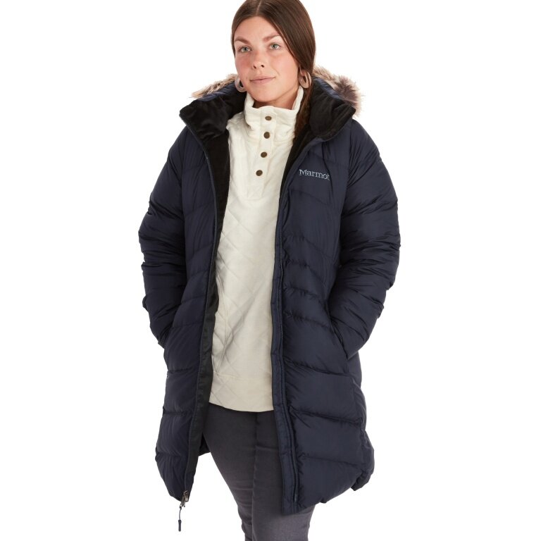 Marmot Wintermantel Montreal Coat (Daunenfüllung, Fleece-Fütter, robust, wasserabweisend) navyblau Damen