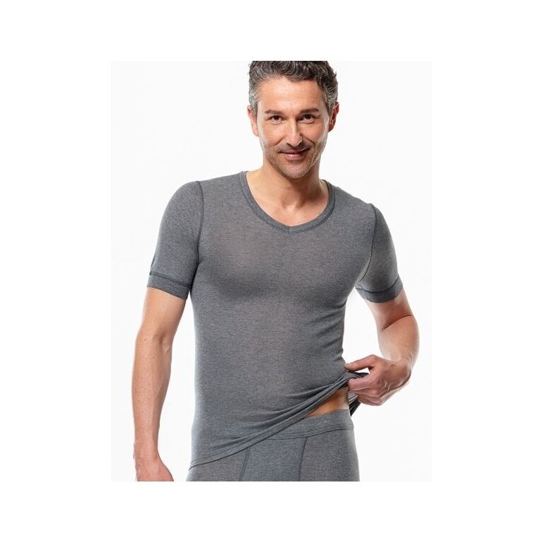 Medima Unterwäsche Tshirt V-Ausschnitt (Kaschmir/Seide) Kurzarm grau Herren (Gr. XL+XXL)