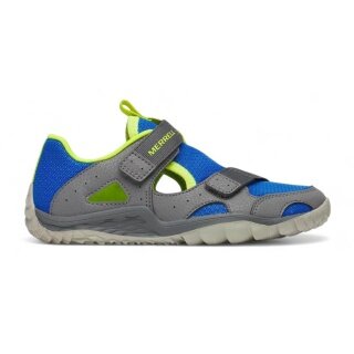 Merrell Barfussschuhe Hydro Quest (Klettverschluss, wasserdicht) grau/lime/blau Jungen