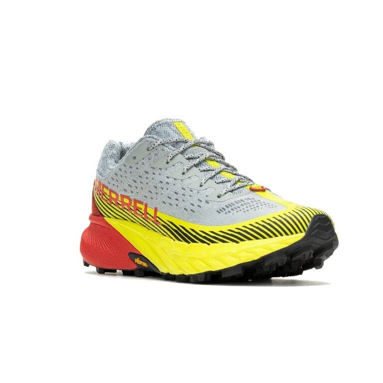 Merrell Trail-Laufschuhe Agility Peak 5 (angenehmer Tragekomfort, Rock Plate) grau/gelb/rot Herren