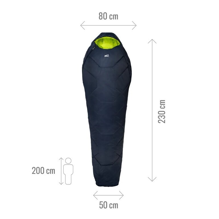 Millet Schlafsack Baikal 1100 Long (3-Jahreszeiten-Schlafsack, Droite) - Reissverschlussöffnung rechts - saphirblau