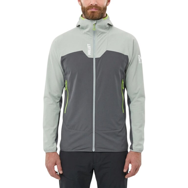 Millet Softshelljacke Kamet XCS Light Hoodie (atmungsaktiv, optimale Bewegungsfreiheit) hellgrün/grau Herren