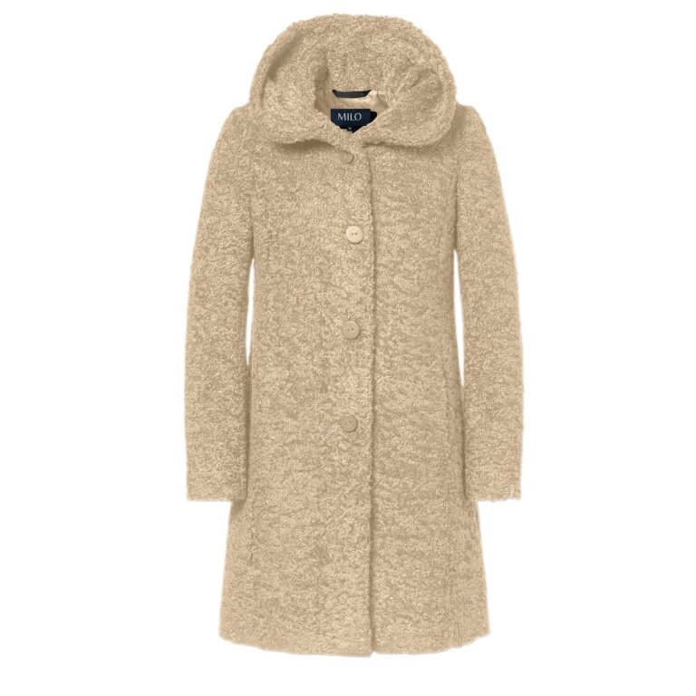 Milo Wintermantel Stella mit Kapuze (Teddyfell) sandbraun Damen