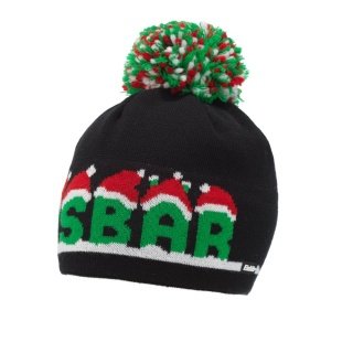 Eisbär Mütze (Pompon) Santa Eisbär schwarz/grün/rot Herren