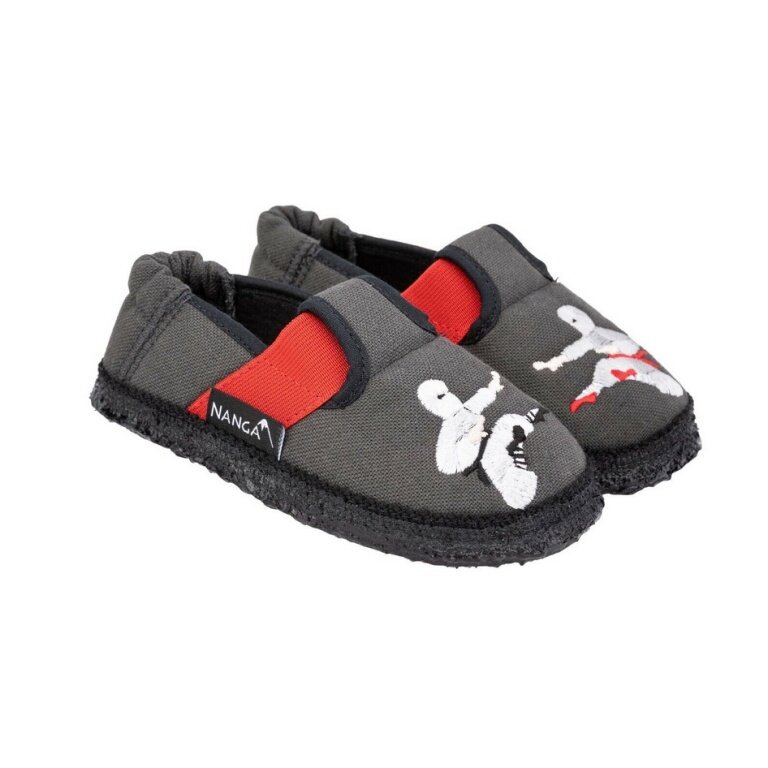 nanga Hausschuhe Slipper Ninja- 100% Bio-Baumwolle - dunkelgrau Kleinkinder/Kinder (Größe 24-25)