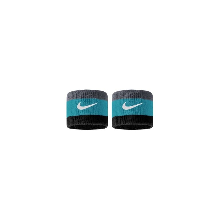 Nike Schweissband Swoosh (72% Baumwolle) hellgrau/blaugrün/schwarz - 2 Stück