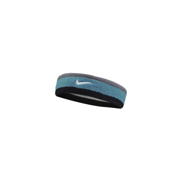 Nike Stirnband Swoosh (70% Baumwolle) grau/blaugrün/schwarz - 1 Stück