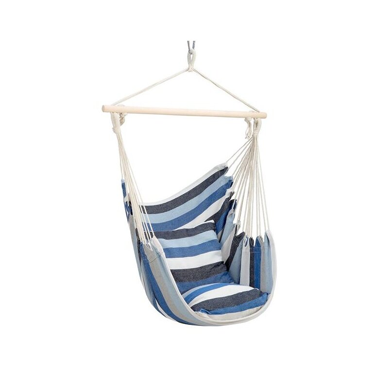 Nils Camp Hängesessel NC3107 (Holzbalken, Baumwolle, leicht aufzuhängen) blau 103x99cm