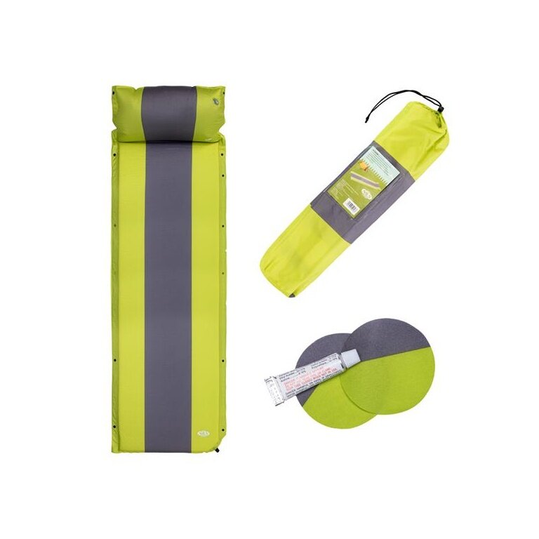 Nils Camp Isomatte NC4349 (selbstaufblasend, Kopfkissen) grün/grau 193x58x5cm