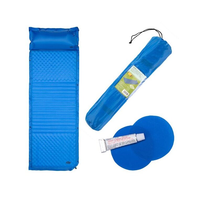 Nils Camp Isomatte NC4001 (selbstaufblasend, Kopfkissen) blau 190x63x38cm