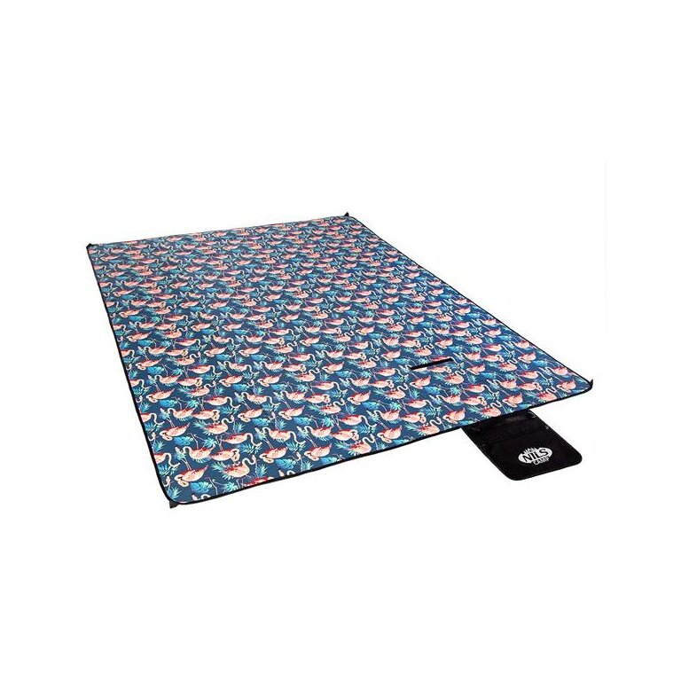 Nils Camp Picknickdecke NC8014 (Motiv Flamingo) blau 220x200cm