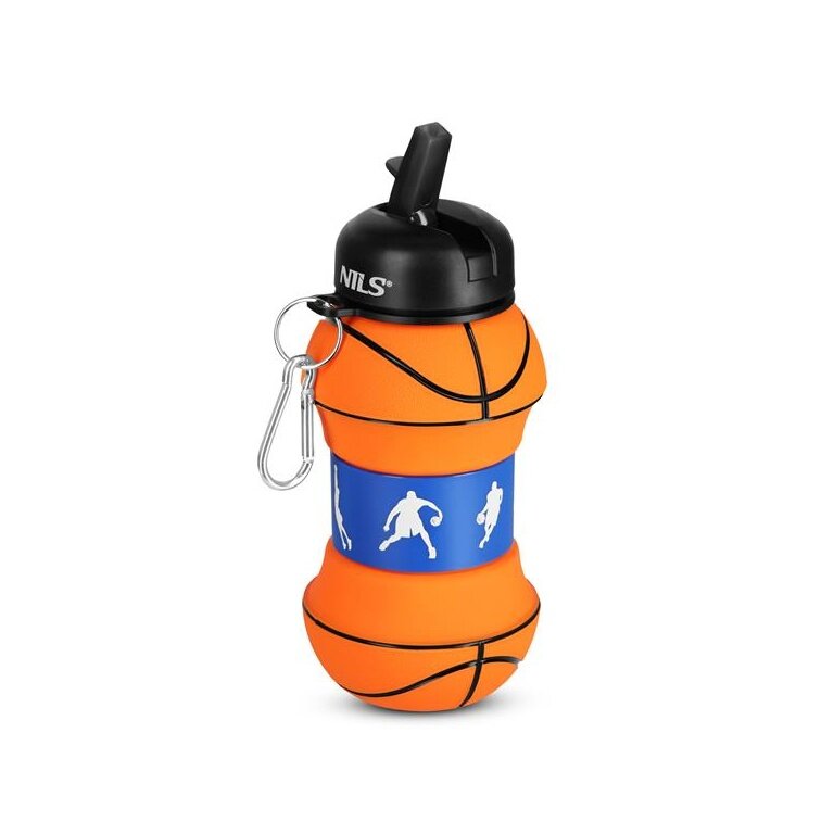 Nils Camp Trinkflasche NC4104 Basketball Motiv (Silikon-Faltbecher) 550ml orange