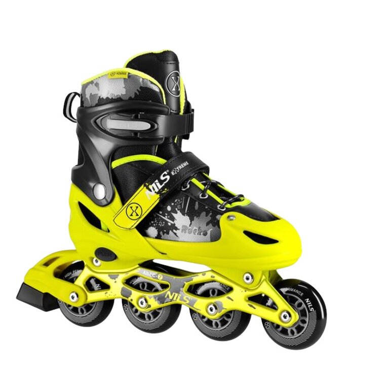 Nils Extreme Inline Skates NA18137A Blaster (Rollen: 70mm/82A, Kugellager: ABEC 7) schwarz/gelb Kinder