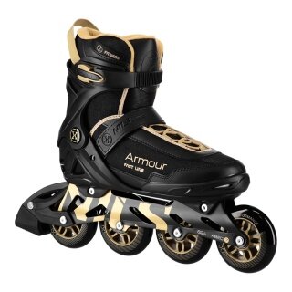 Nils Extreme Inline Skates Armour NA22151 (Rollen: 90mm/82A, Kugellager: ABEC 7) schwarz/gold Herren