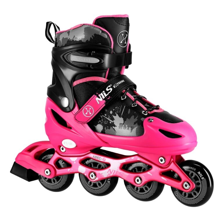 Nils Extreme Inline Skates NA18137A Roxy (Rollen: 64/70/72mm/82A, Kugellager: ABEC 7) schwarz/pink Kinder Mädchen