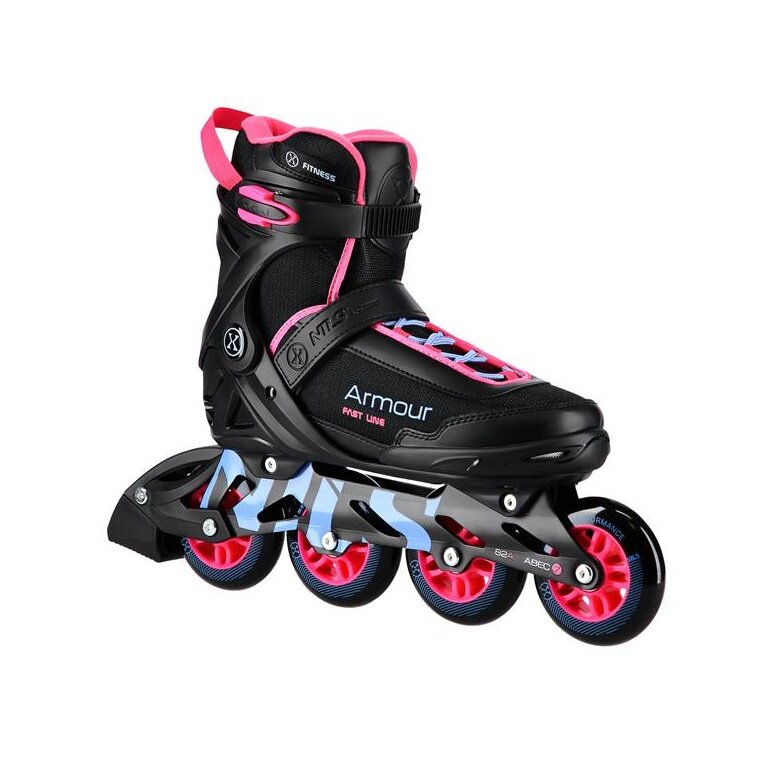 Nils Extreme Inline Skates NA22151 Armour (Rollen: 84mm/82A, Kugellager: ABEC 7) schwarz/rosa Damen