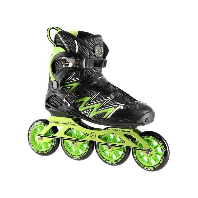 Nils Extreme Inline Skates NA8660 (Rollen: 100mm/85A, Kugellager: ABEC 9) schwarz/grün Damen
