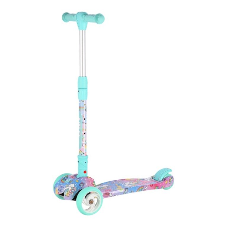 Nils Fun Scooter HLB15A Led mit Bremse (aufklappbarer Roller, Kugellager: ABEC 7) mint/bunt - Mädchen