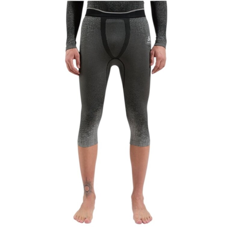 Odlo Funktionsunterwäsche 3/4 Hose Performance Warm Blackcomb (nahtlos, Bewegungsfreiheit) hellgrau/schwarz Herren