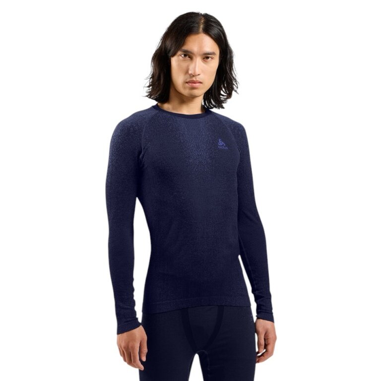 Odlo Langarmshirt Performance Warm Blackcomb (warm, nahtlos, schnelltrocknend) Unterwäsche dunkelblau Herren