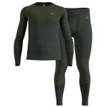 Odlo Funktionsunterwäsche-Set Fundamentals Performance Warm (Langarmshirt und lange Hose) dunkelgrün Herren