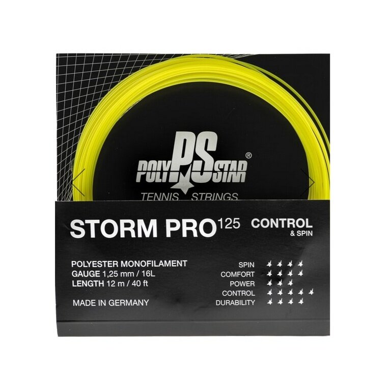 Polystar Tennissaite Storm Pro (Haltbarkeit+Kontrolle) gelb 12m Set