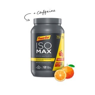 PowerBar IsoMax - Kohlenhydrat-Elektrolyt-Lösungen mit Koffein - Blutorange-Geschmack 1200g Dose