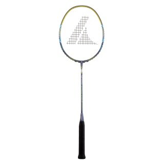 Pro Kennex Badmintonschläger Kinetic Extreme Speed (mittel, ausgewogen) blaugrau/gelb - besaitet -