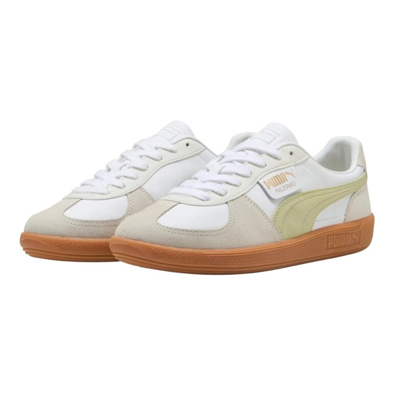 Puma Sneaker Palermo Leather weiss/beige/pistaziengrün Herren