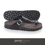 Purosteps Zehensandale Marbella Eco (Leder) schwarz/grau Damen