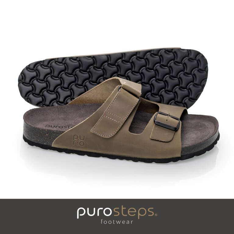 Purosteps Sandale Vigo Eco (Leder) grau/grün Herren