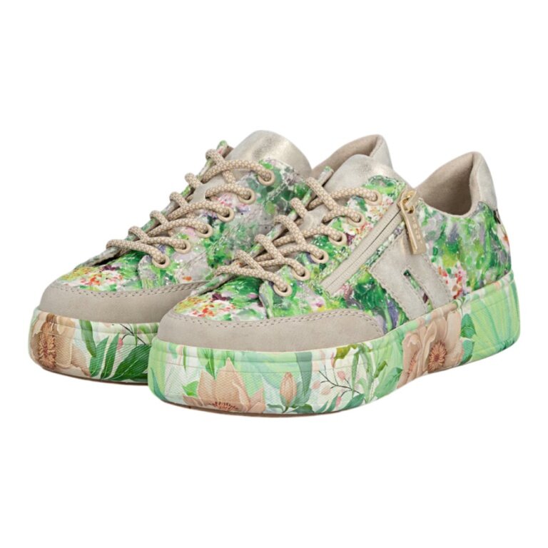 Rieker Sneaker M7711 mit seitlichen Reissverschluss grün/bunt Damen