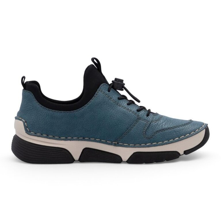 Rieker Sneaker Slipper (Kunstleder, Schnellschnürsystem) 45951 blau Damen