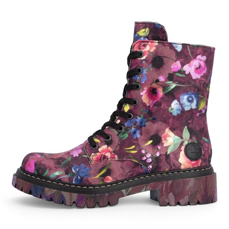 Rieker Winterstiefel Biker Boots 72627 (Schnürstiefel mit Innenfutter und seitlichen Reissverschluss) bunt Damen