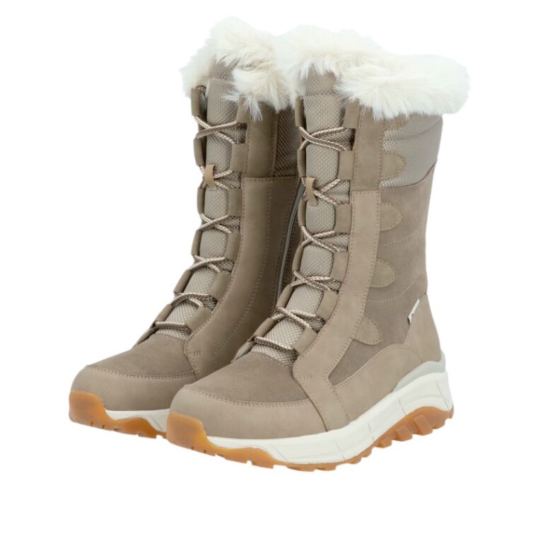 Rieker Winterstiefel Evolution W0070-64 Rauhleder (Stiefel mit seitlichen Reissverschluss und Innenfutter) beige Damen