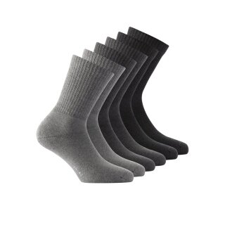 Rohner Tennissocken Crew Basic (superweich) hellgrau/grau/dunkelgrau - 3 Paar