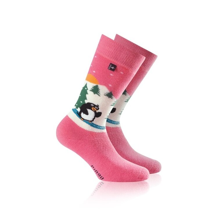 Rohner Winter-Skisocke Pinguin (Wollmischgewebe, hoher Tragekomfort) pink Kinder
