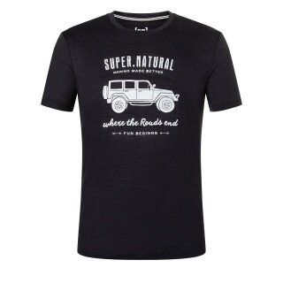 super natural Freizeit-Tshirt Graphic All Terrain - Merinowollmix - schwarz Herren