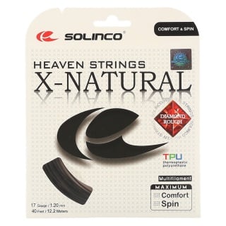 Besaitung mit Tennissaite Solinco X Natural (Armschonung+Touch) schwarz