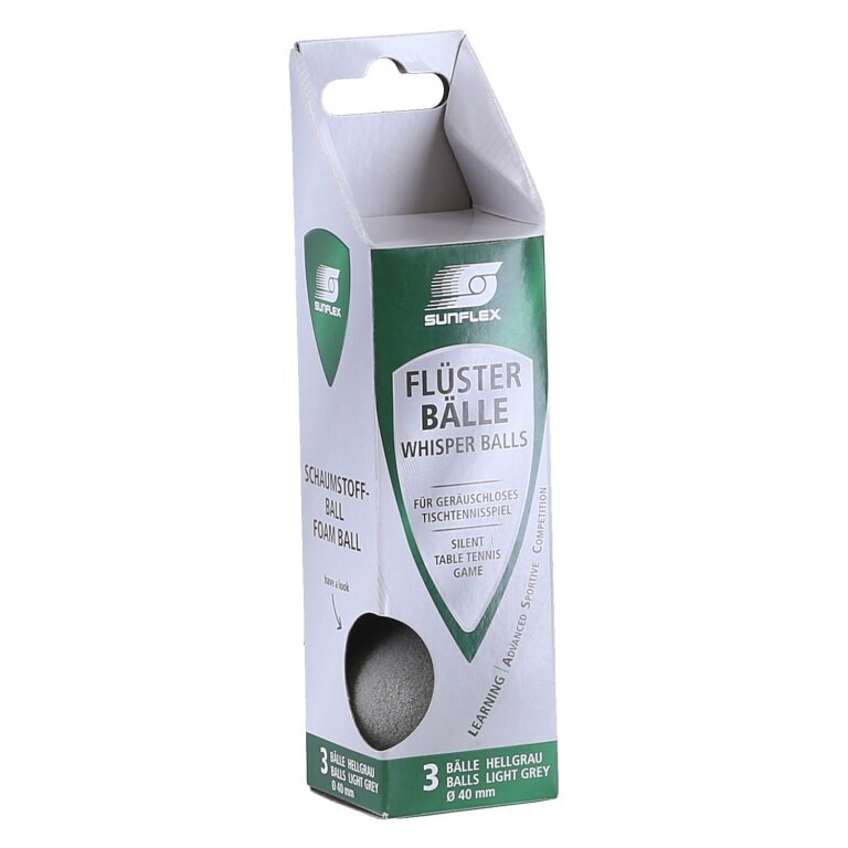 Sunflex Tischtennisball Flüsterball grau - 3 Stück
