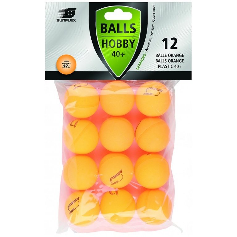 Sunflex Tischtennisball Hobby (Plastikball 40+) orange 12er Clip-Beutel