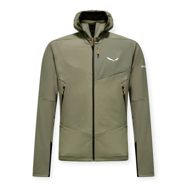 Salewa Fleecejacke Ortles Fleece Pro Hooded (warm, 4-Wege-Stretch, winddicht) grün Herren