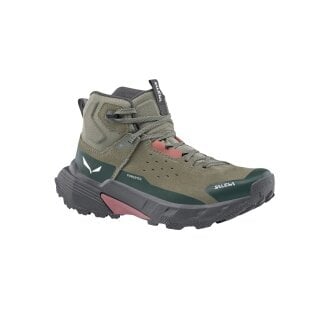 Salewa Wanderschuhe Pedroc 2 Leather MID PTX (Wildleder, Speed-Hiking, wasserdicht) dunkelgrün/grau Damen